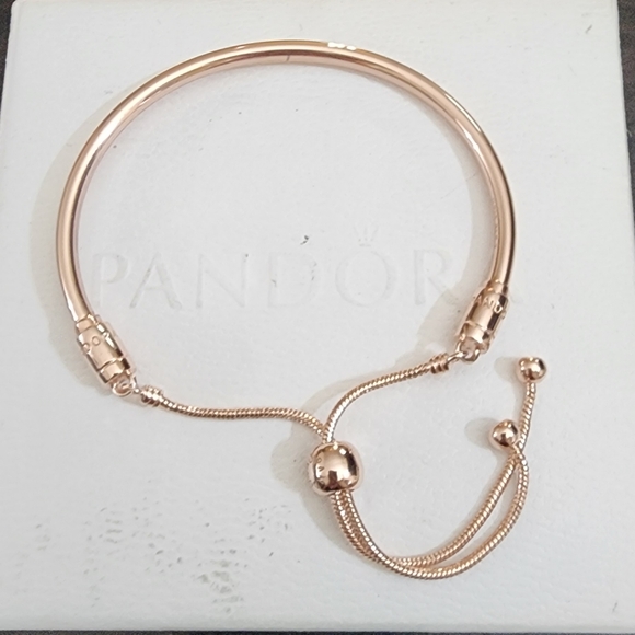 Pandora Rose Bracelet Rigid Adjustable Closure  Rose Gold - Picture 1 of 8